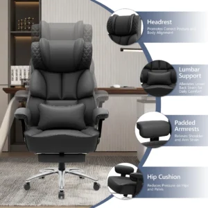 Office Desk Chair, Big and Tall Office Chair 400lbs Gaming Chair with Footrest
